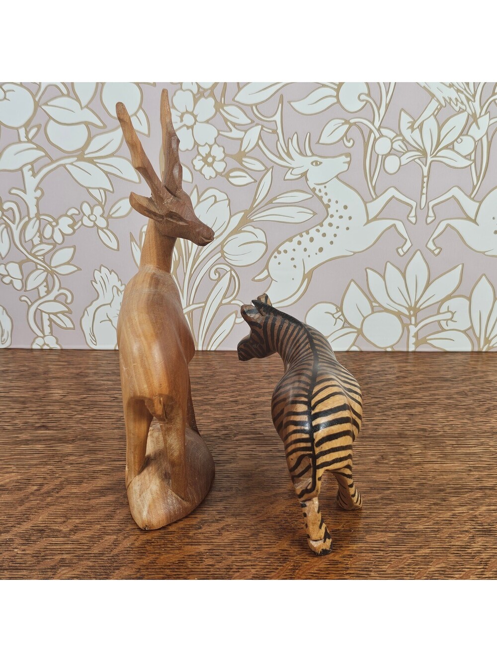 Vintage Hand Carved Wood Zebra & Gazelle Figurines African Safari Lot - Picture 4 of 15